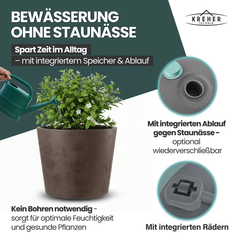 Rollbarer XXL Pflanzkübel "Millennium" 80 Liter in Braun