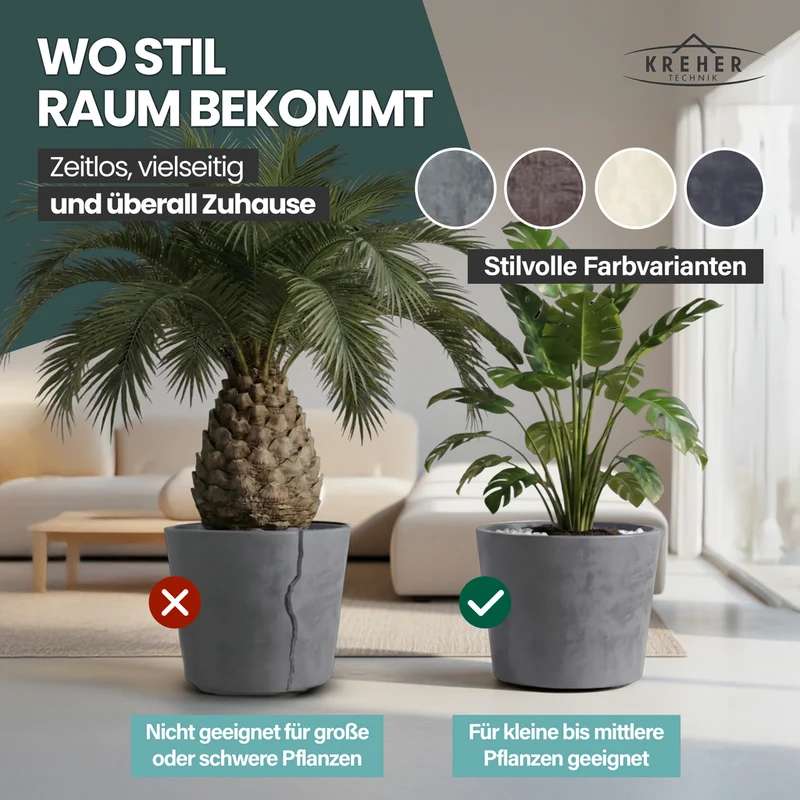 Rollbarer XXL Pflanzkübel 'Millennium' 80 Liter in Grau