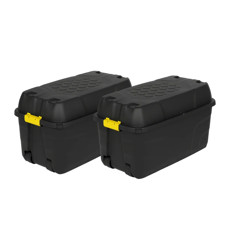 2 x Transportbox / Rollbox 'Heavy Duty' Schwarz/Gelb (Größe wählbar)