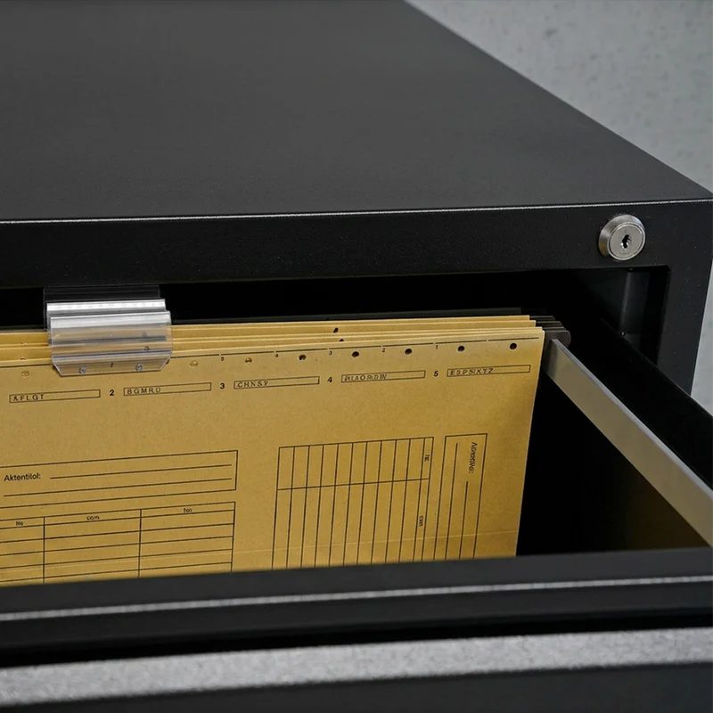 Stahl-Hängeregisterschrank (3 Schübe) – Einbahnig in Tiefschwarz