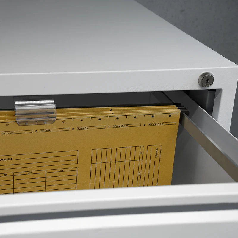 Stahl-Hängeregisterschrank (4 Schübe) – Doppelbahnig in Lichtgrau