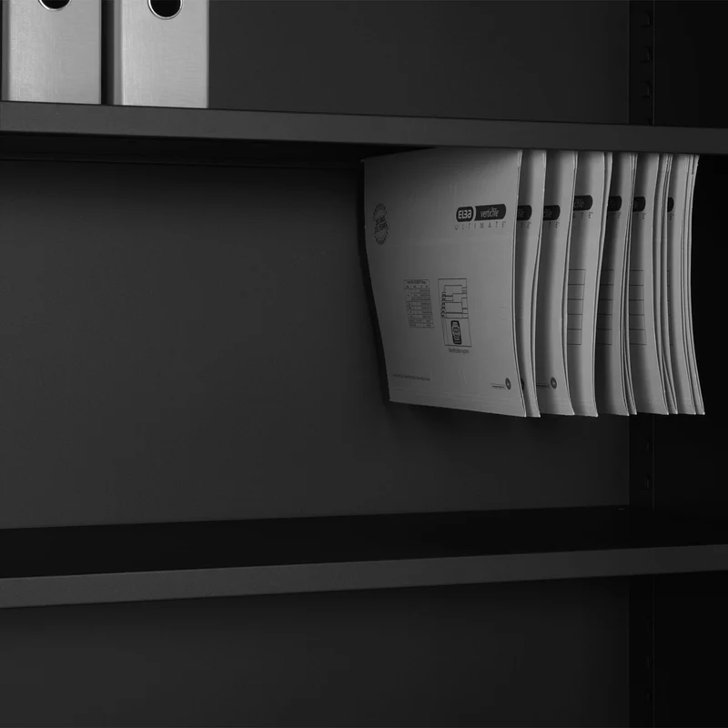 Aktenschrank aus Stahl – 800 x 380 (4,5 OH) – Korpus in Tiefschwarz