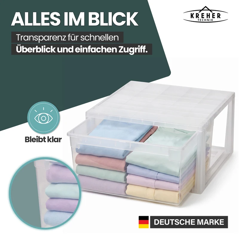 Set: 2 x Schubladenbox Größe L, Volumen 23 Liter (weiss, transparent)