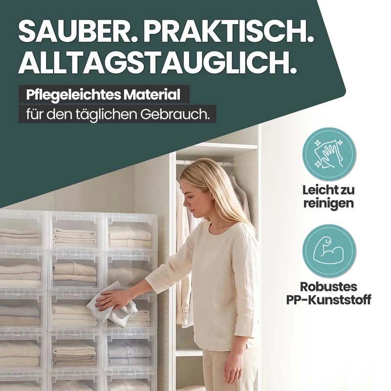 Set: 2 x Schubladenbox Größe M, Volumen 12 Liter (weiss, transparent)