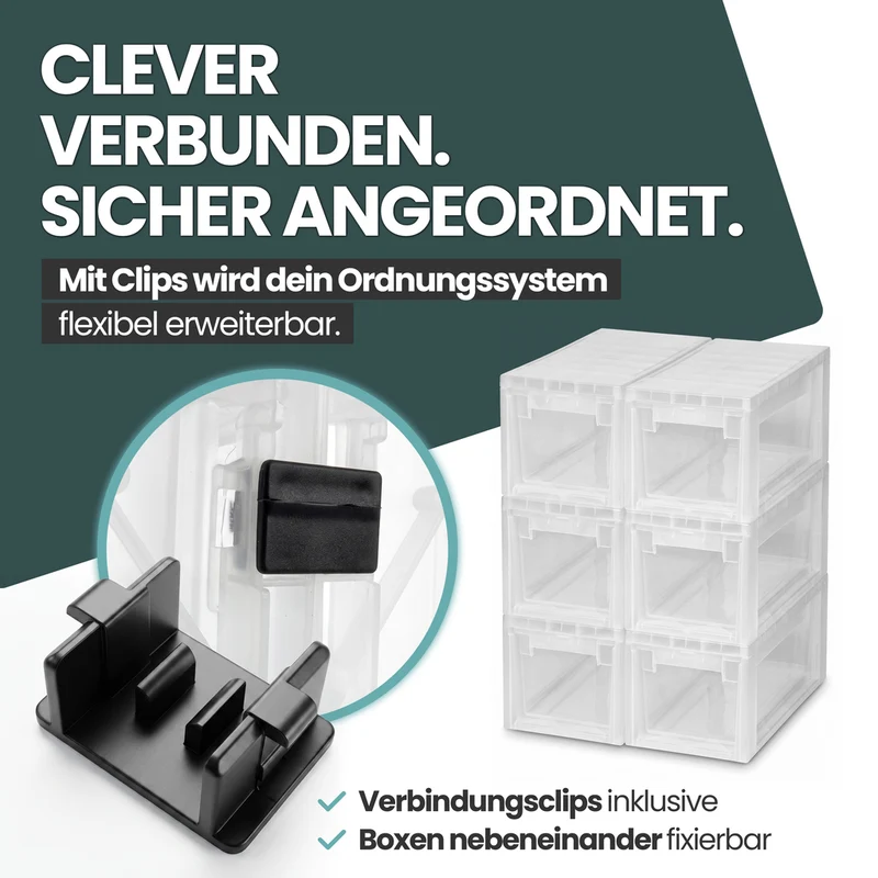 Set: 2 x Schubladenbox Größe S, Volumen 7 Liter (weiss, transparent)