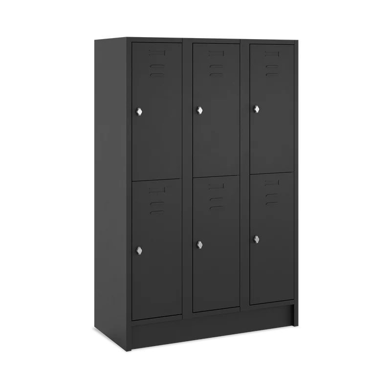 Fächerschrank (3 Abteile je 2 Fächer) 400 mm Abteilbreite | Dark-Line