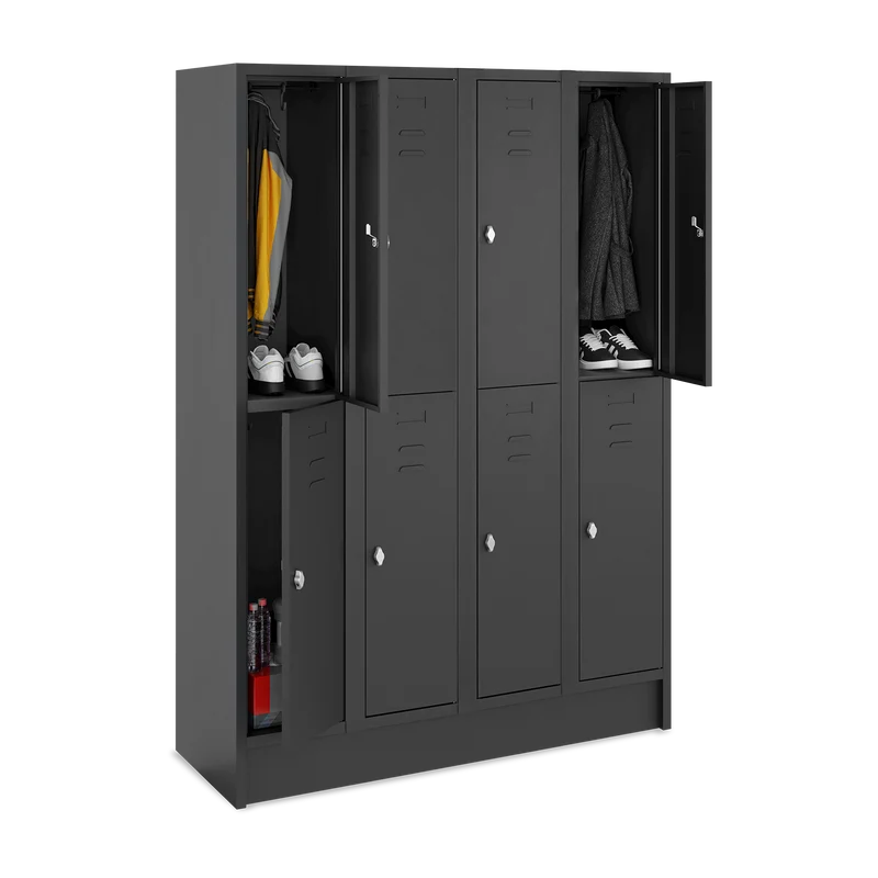 Fächerschrank (4 Abteile je 2 Fächer) 300 mm Abteilbreite | Dark-Line