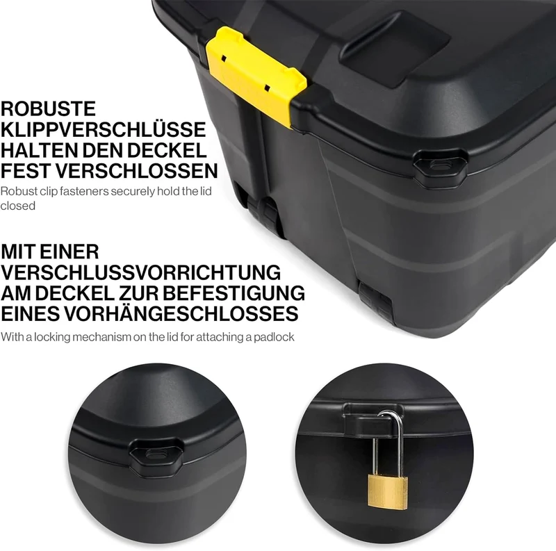 XXL Rollbox/Kissenbox mit Deckel, 175 Liter (Schwarz)
