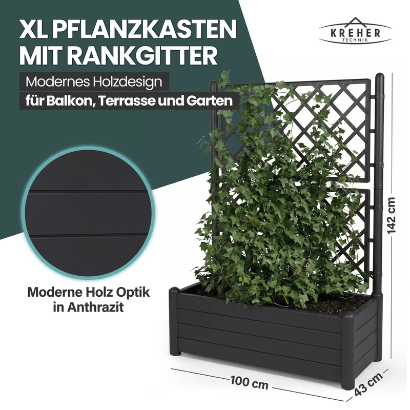 XL SPALIER HOLZOPTIK (breite Version) Farbe: Anthrazit