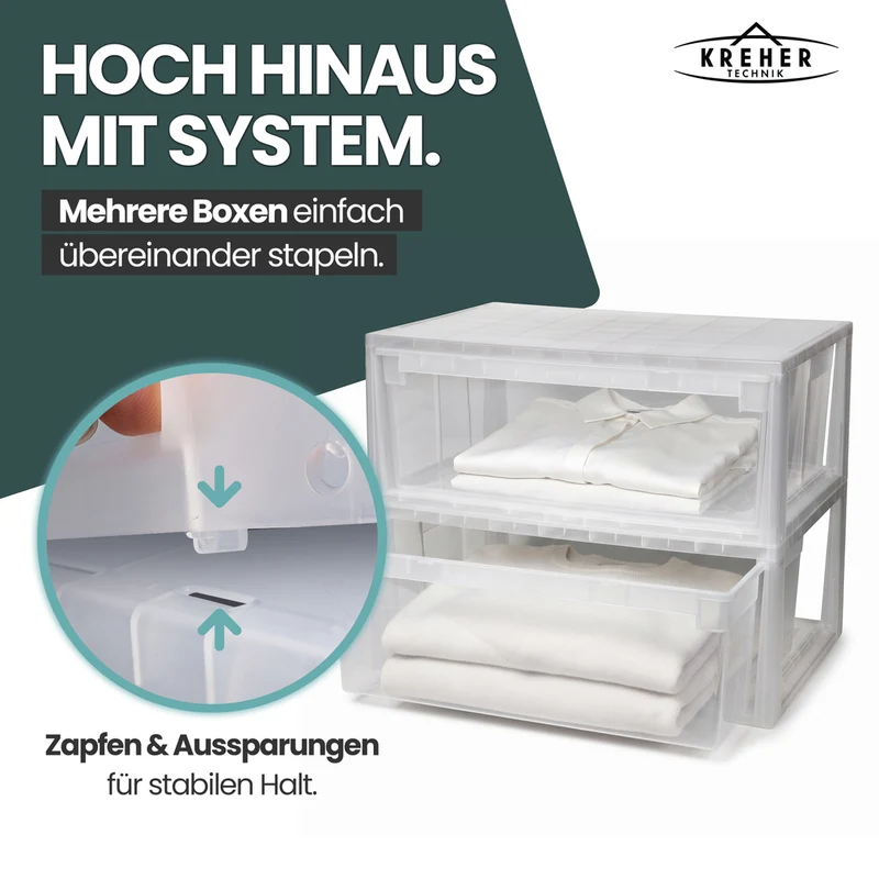 Schubladenbox Größe XL, Volumen 36 Liter (weiss, transparent)