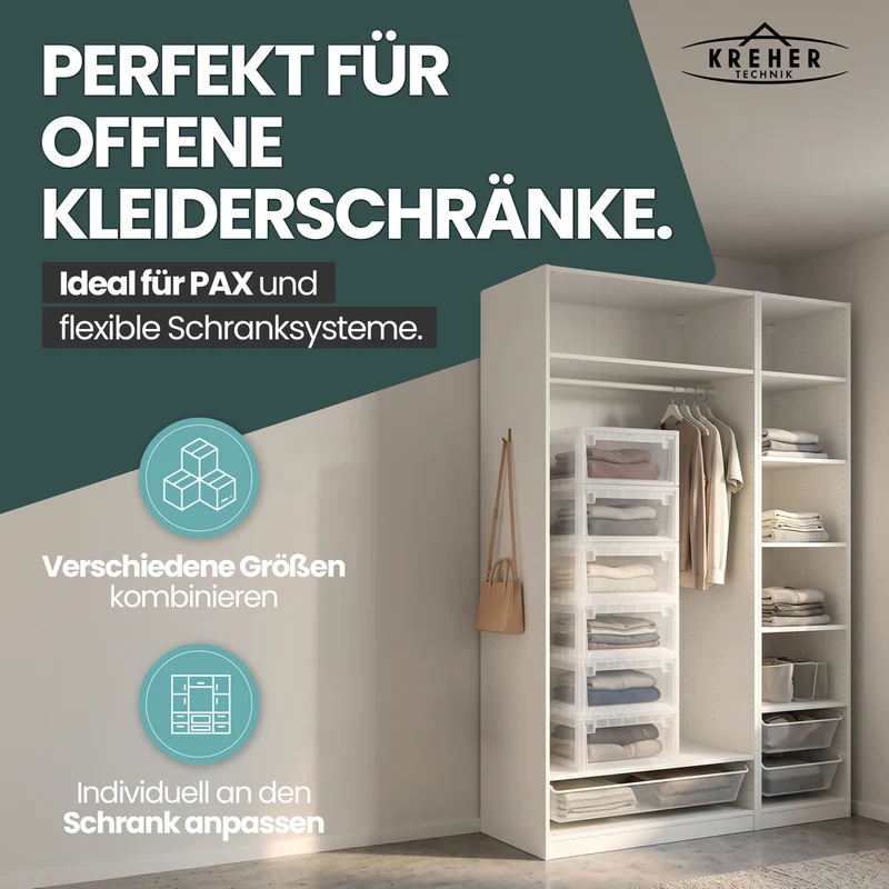 Schubladenbox Größe XL, Volumen 36 Liter (weiss, transparent)