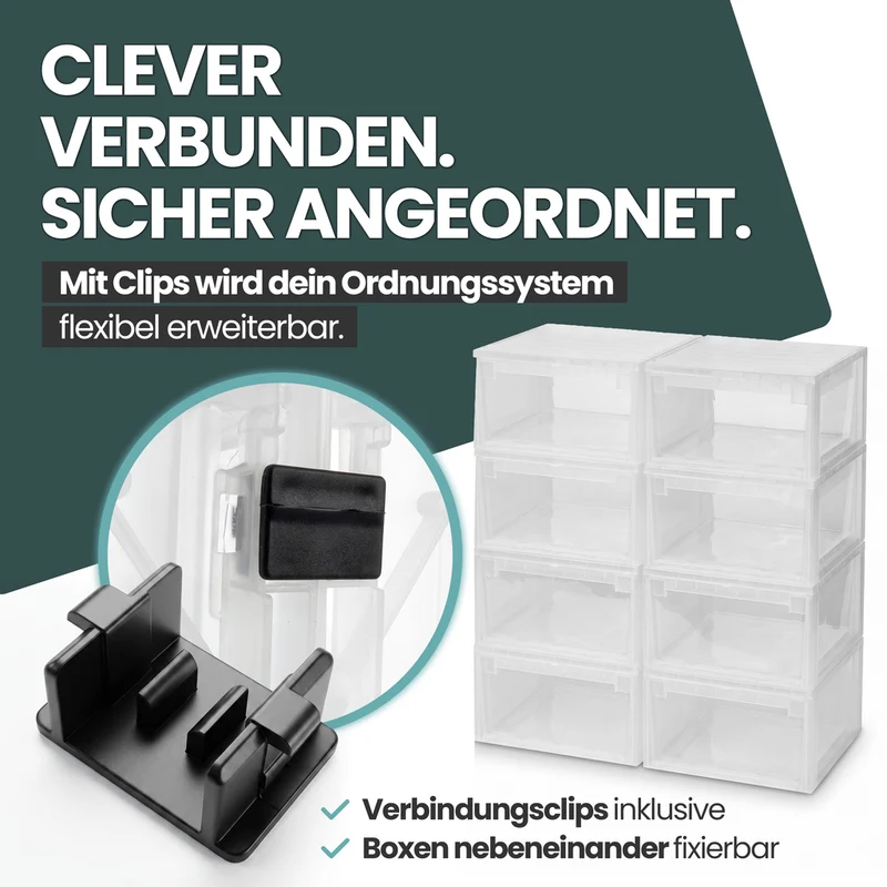 Schubladenbox Größe L, Volumen 23 Liter (weiss, transparent)