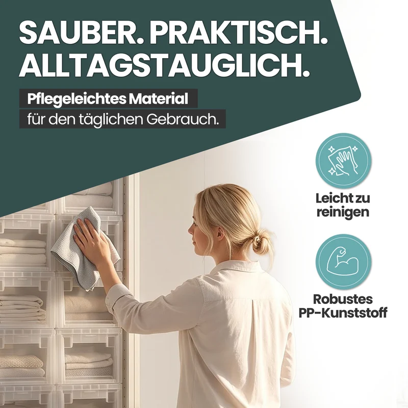 Schubladenbox Größe S, Volumen 7 Liter (weiss, transparent)