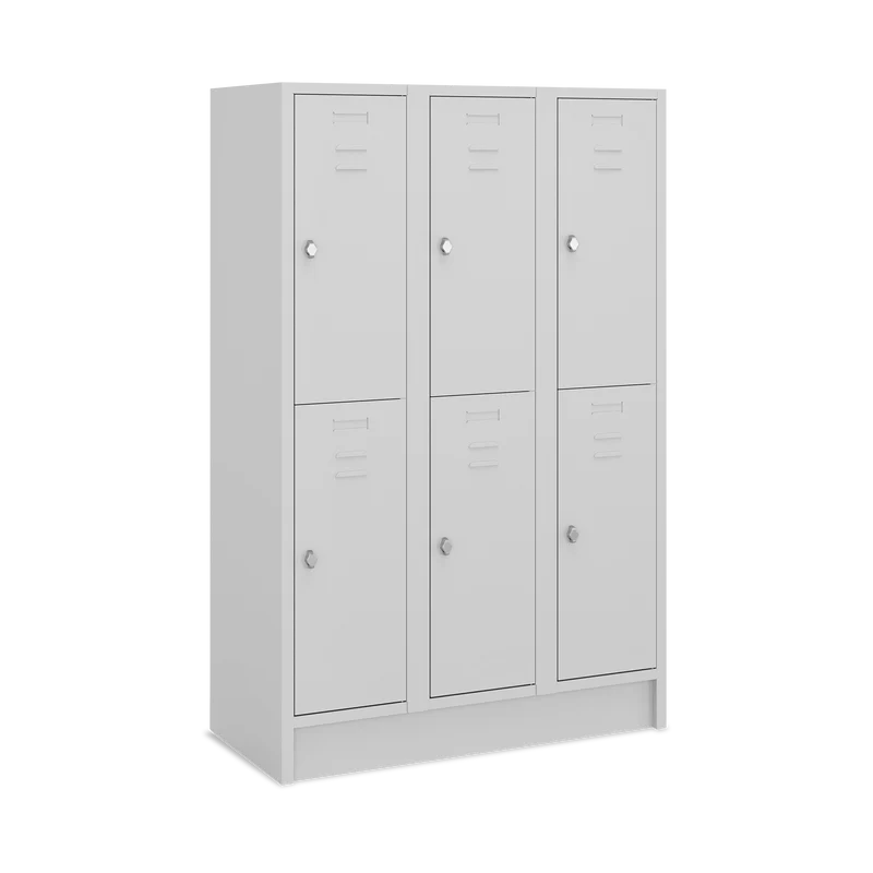 Fächerschrank (3 Abteile je 2 Fächer) 400 mm Abteilbreite – Korpus Lichtgrau
