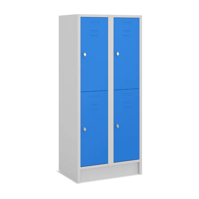Fächerschrank (2 Abteile je 2 Fächer) 400 mm Abteilbreite – Korpus Lichtgrau