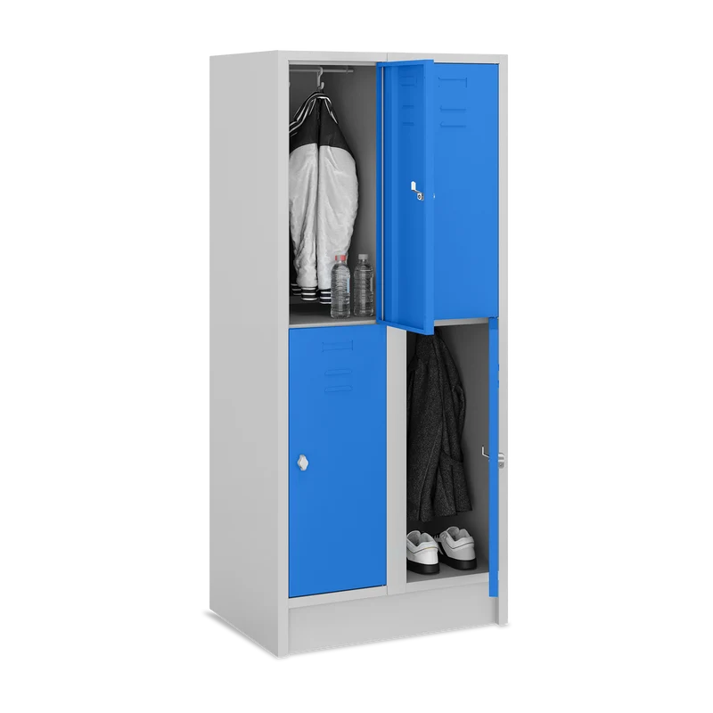 Fächerschrank (2 Abteile je 2 Fächer) 400 mm Abteilbreite – Korpus Lichtgrau