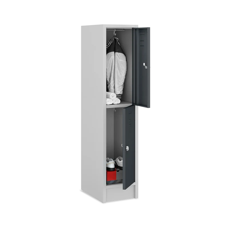 Fächerschrank (1 Abteil je 2 Fächer) 400 mm Abteilbreite – Korpus Lichtgrau