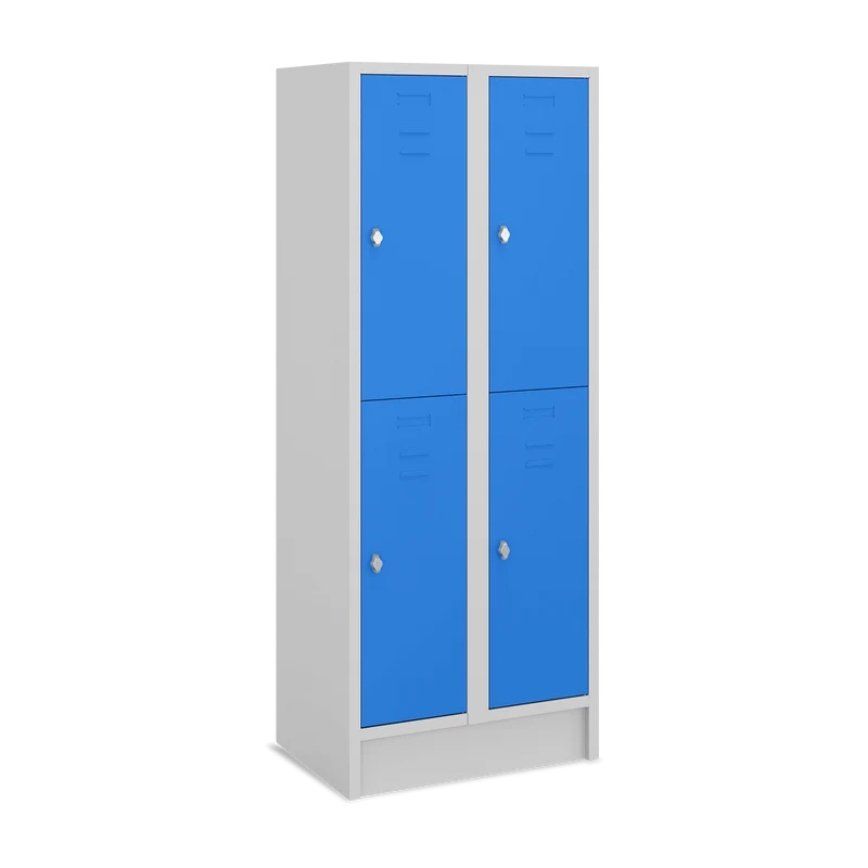 Fächerschrank (2 Abteile je 2 Fächer) 350 mm Abteilbreite – Korpus Lichtgrau