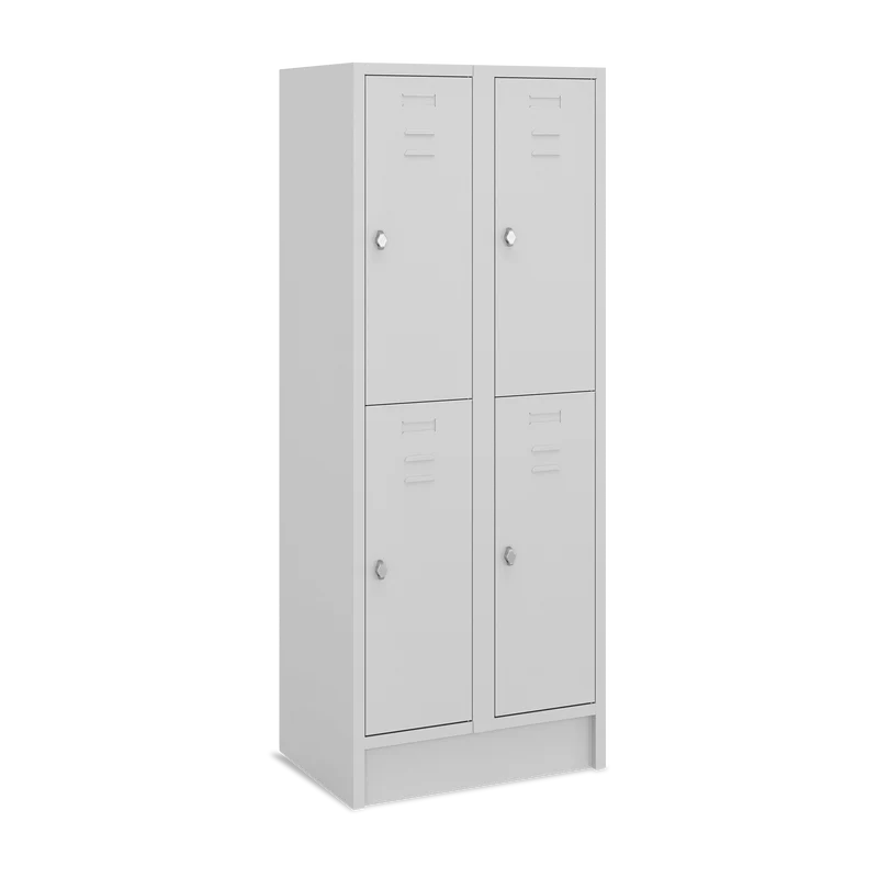 Fächerschrank (2 Abteile je 2 Fächer) 350 mm Abteilbreite – Korpus Lichtgrau