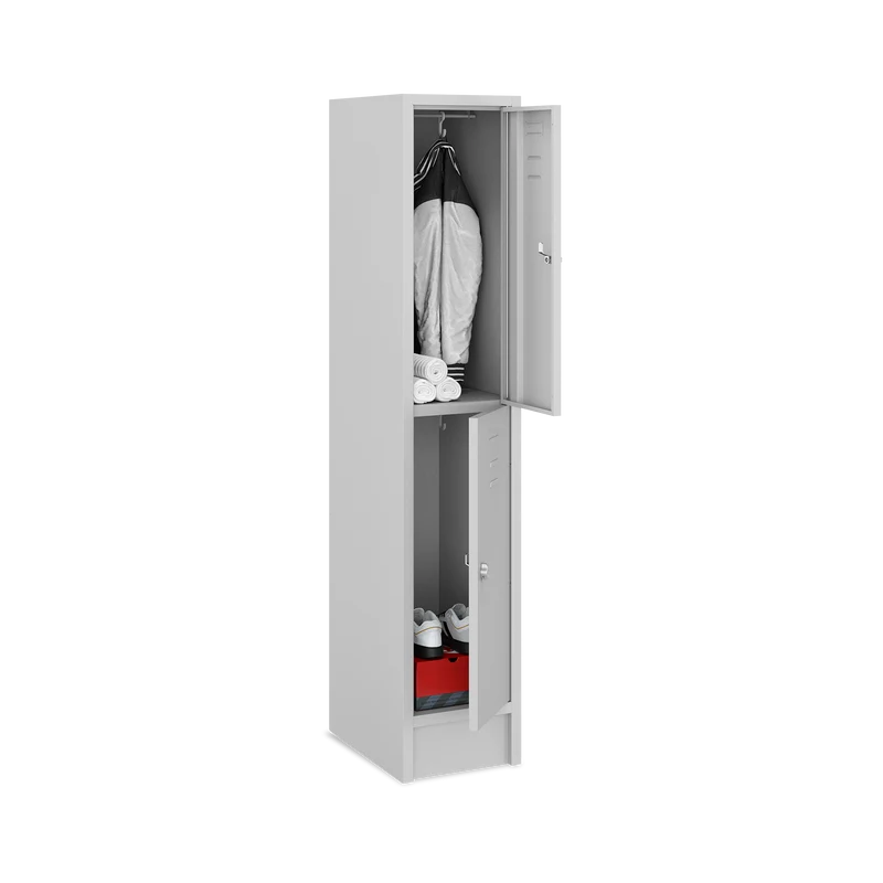 Fächerschrank (1 Abteil je 2 Fächer) 350 mm Abteilbreite – Korpus Lichtgrau