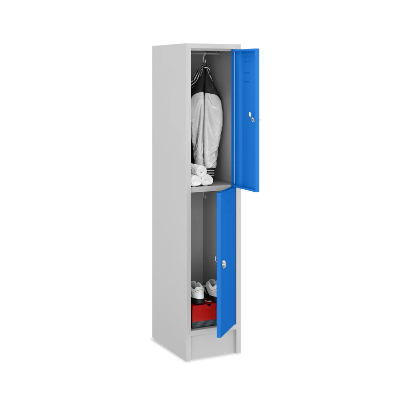 Fächerschrank (1 Abteil je 2 Fächer) 350 mm Abteilbreite – Korpus Lichtgrau
