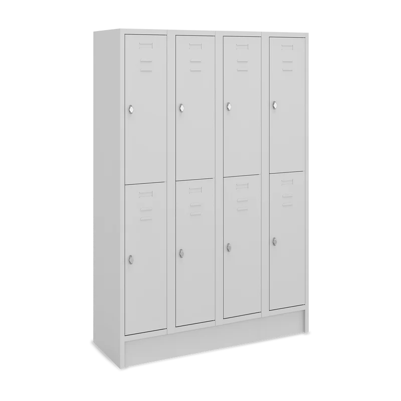 Fächerschrank (4 Abteile je 2 Fächer) 300 mm Abteilbreite – Korpus Lichtgrau