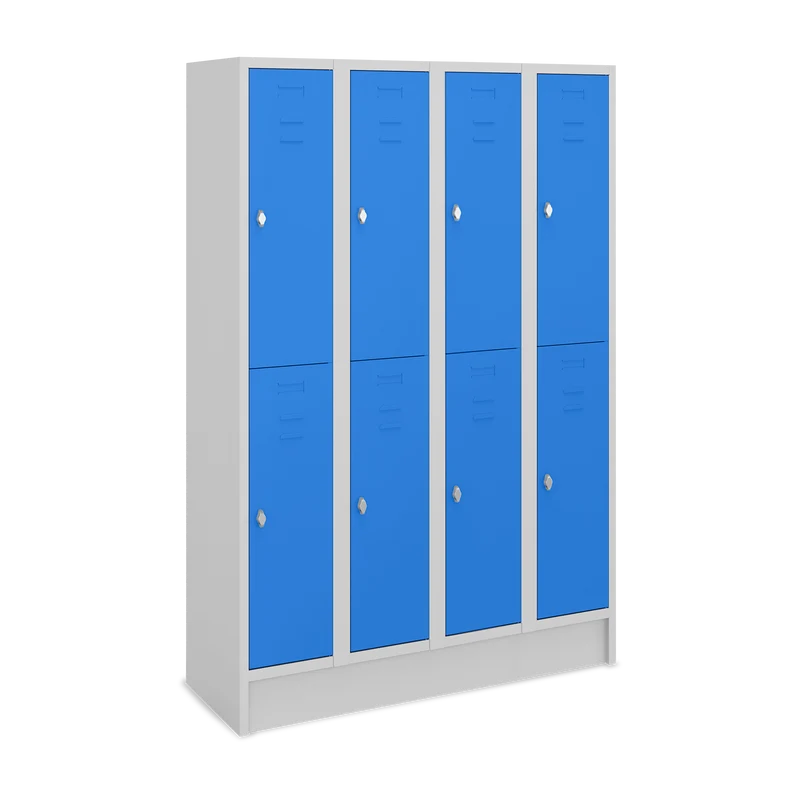 Fächerschrank (4 Abteile je 2 Fächer) 300 mm Abteilbreite – Korpus Lichtgrau