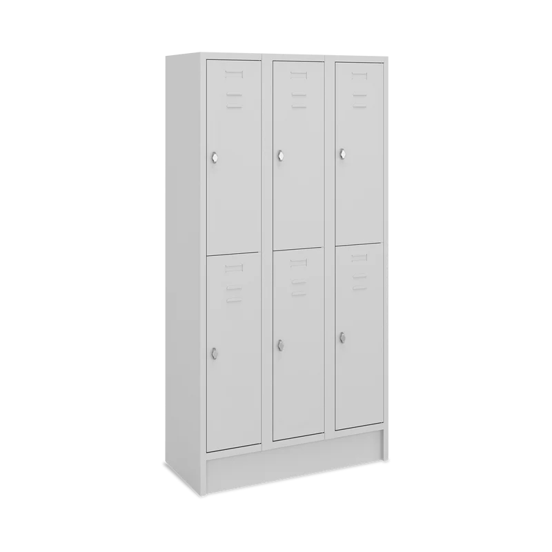 Fächerschrank (3 Abteile je 2 Fächer) 300 mm Abteilbreite – Korpus Lichtgrau