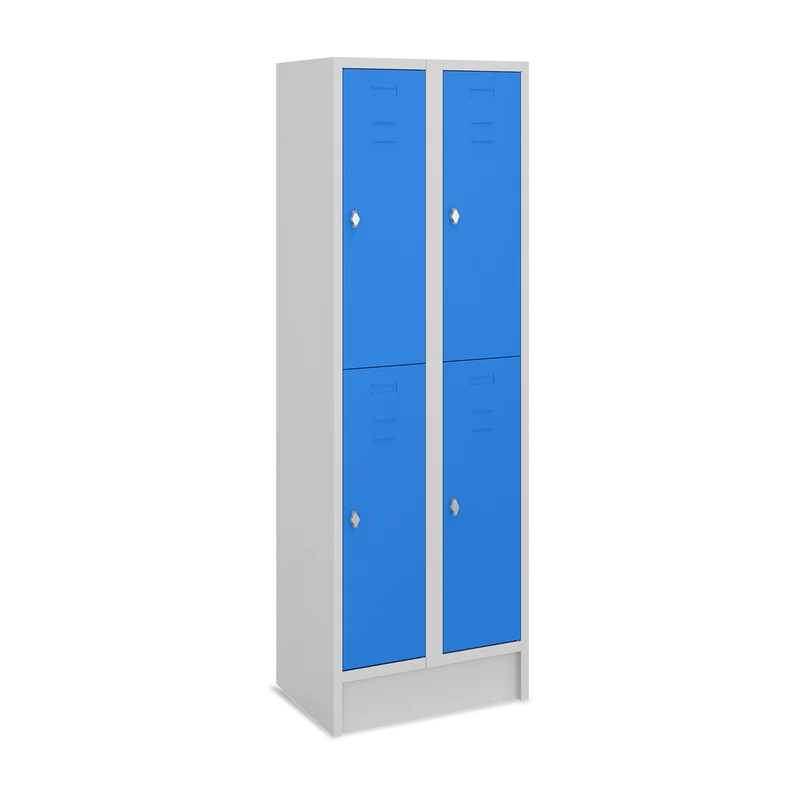 Fächerschrank (2 Abteile je 2 Fächer) 300 mm Abteilbreite – Korpus Lichtgrau