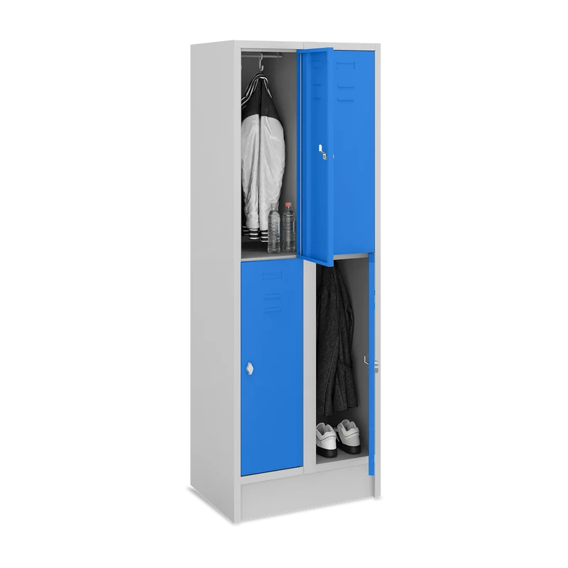 Fächerschrank (2 Abteile je 2 Fächer) 300 mm Abteilbreite – Korpus Lichtgrau