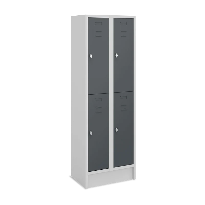 Fächerschrank (2 Abteile je 2 Fächer) 300 mm Abteilbreite – Korpus Lichtgrau