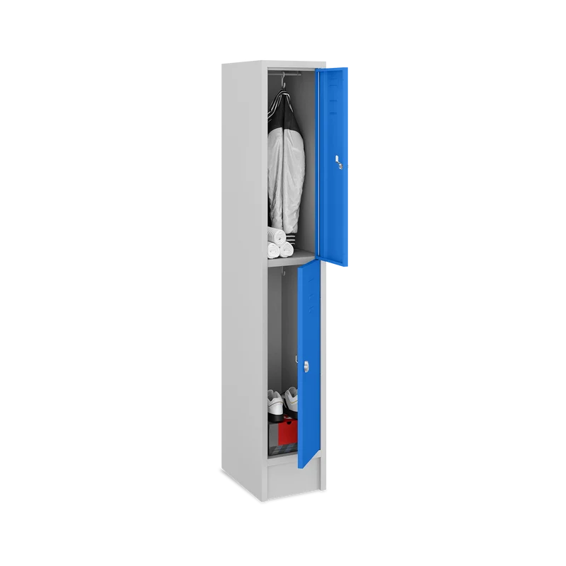Fächerschrank (1 Abteil je 2 Fächer) 300 mm Abteilbreite – Korpus Lichtgrau