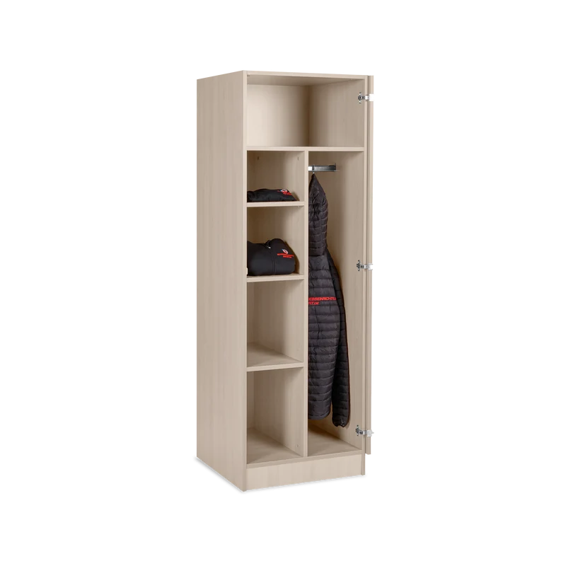 Kleider- & Wäscheschrank (1-Türe) | Komplett Holz (Ahorn)