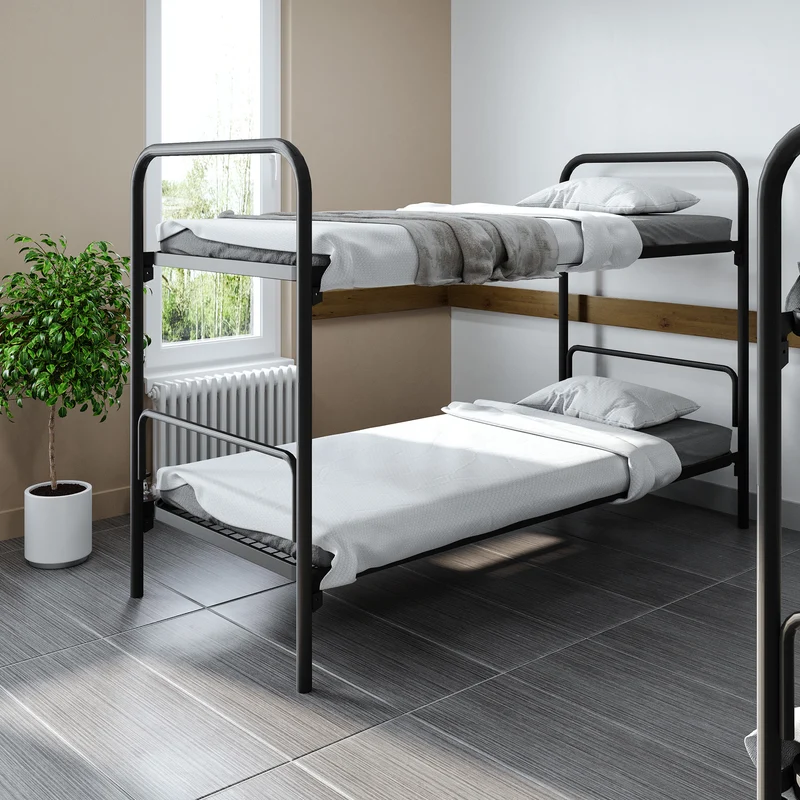 Doppelbett aus Stahlrohr – 1900 x 800 – Tiefschwarz