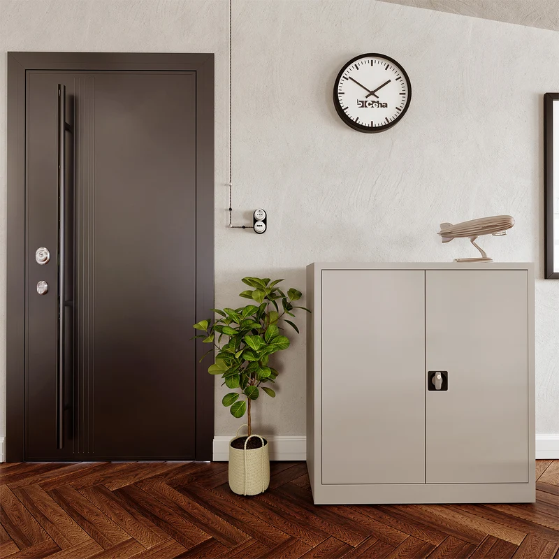 Aktenschrank aus Stahl – 920 x 420 (3 OH) – Korpus in Lichtgrau