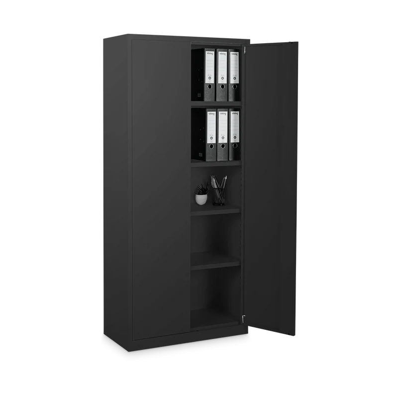 Aktenschrank aus Stahl – 800 x 380 (4,5 OH) – Korpus in Tiefschwarz