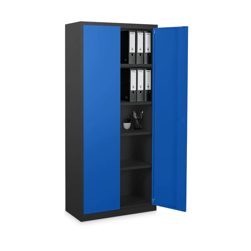 Aktenschrank aus Stahl – 800 x 380 (4,5 OH) – Korpus in Tiefschwarz