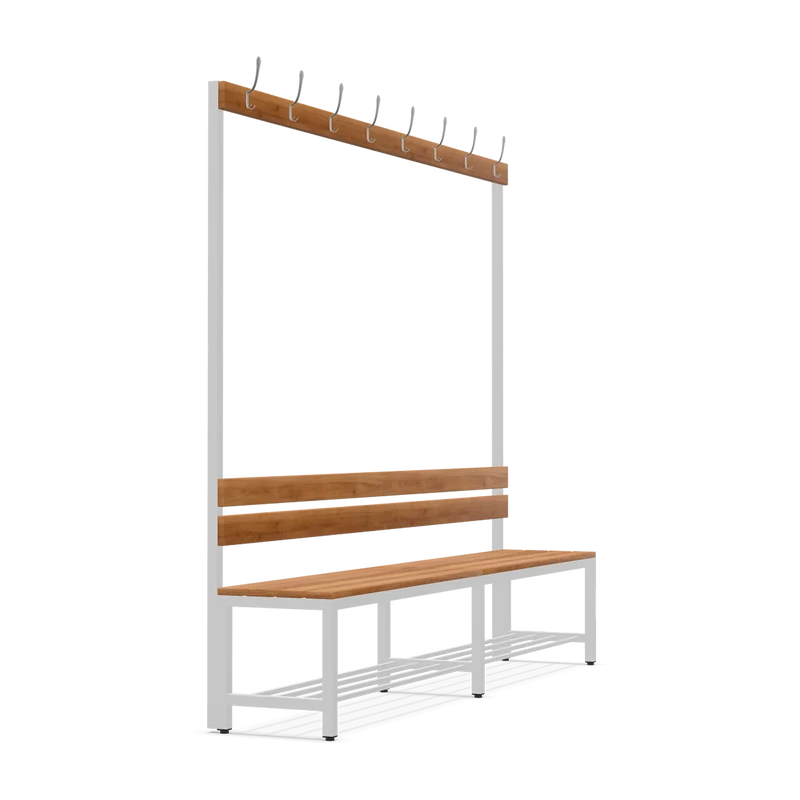 Garderobenbank einseitig – 2000 mm lang – aus Holz/Stahl