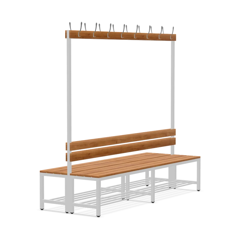 Garderobenbank doppelseitig – 2000 mm lang – aus Holz/Stahl
