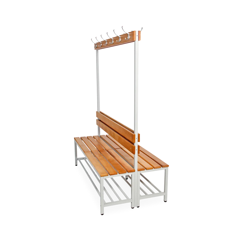 Garderobenbank doppelseitig – 1600 mm lang – aus Holz/Stahl