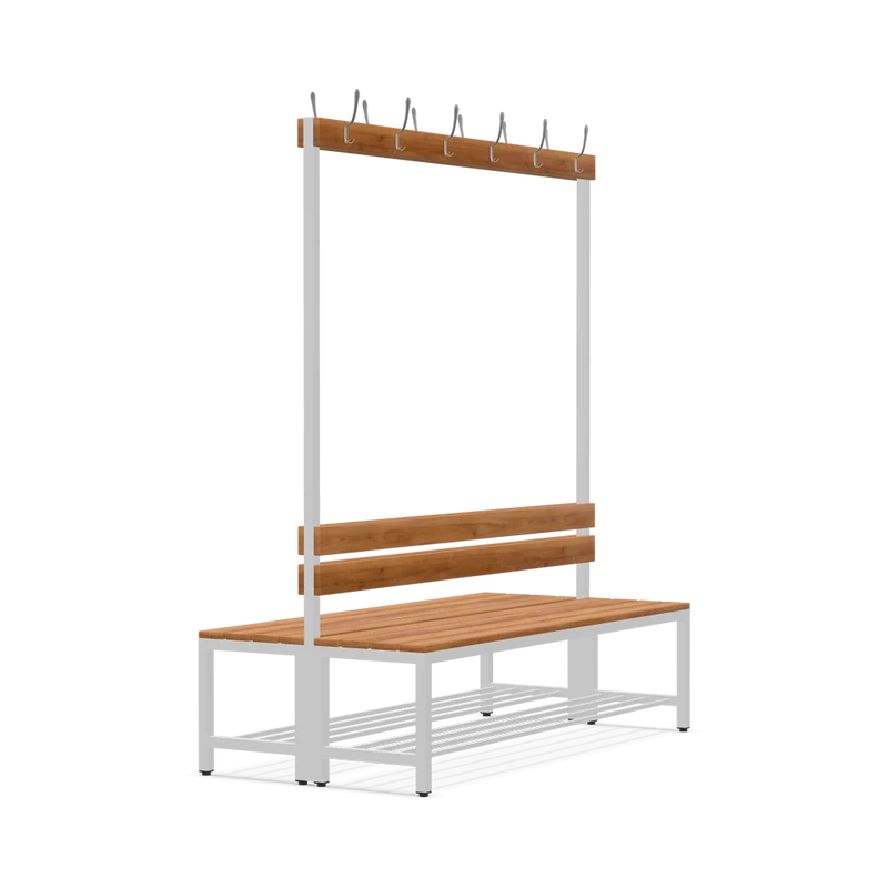 Garderobenbank doppelseitig – 1600 mm lang – aus Holz/Stahl