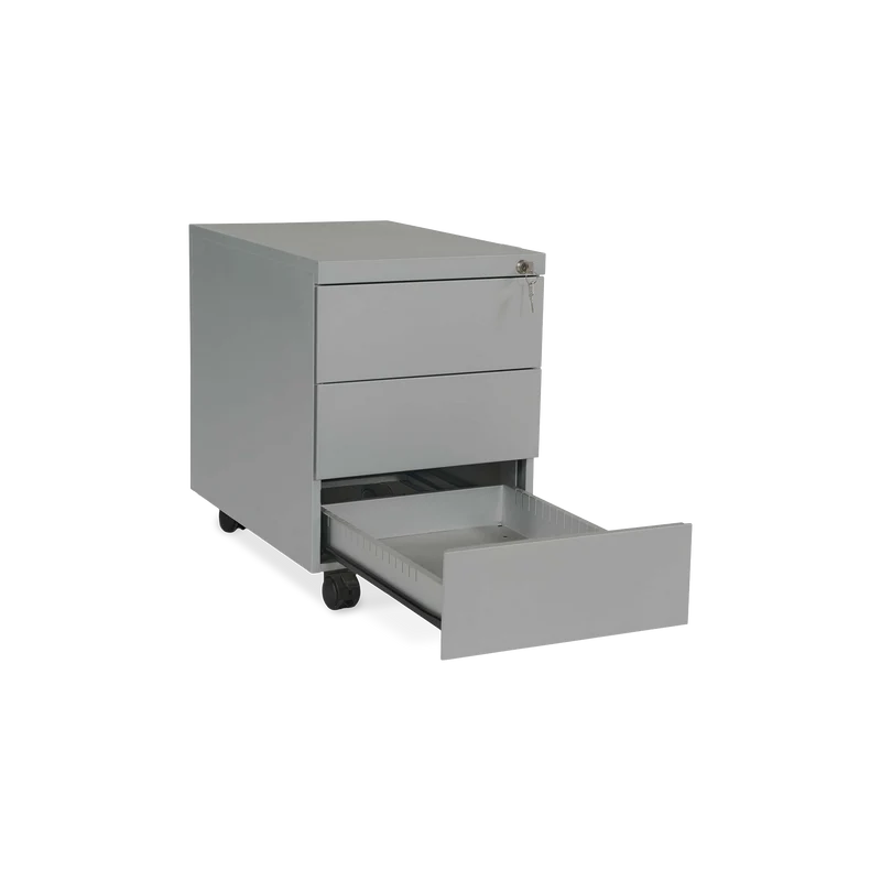 Design-Rollcontainer aus Stahl mit Schubladen – Weißaluminium