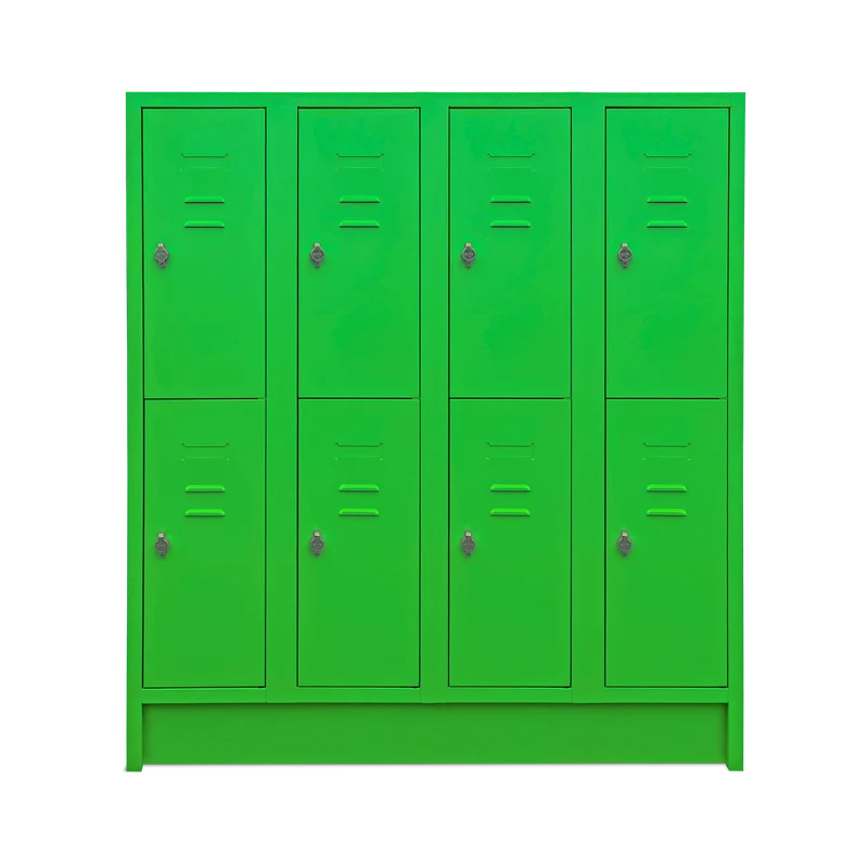 Schul-Fächerspinde (4-Abteile je 2-Fächer) 1600 mm höhe – Bunte Farben