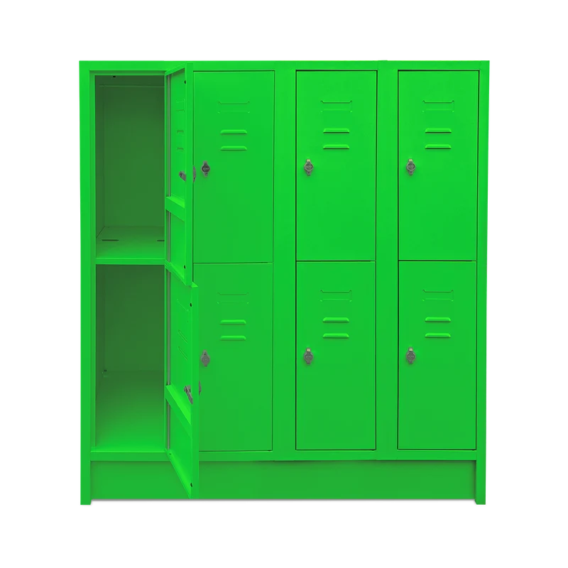 Schul-Fächerspinde (4-Abteile je 2-Fächer) 1600 mm höhe – Bunte Farben