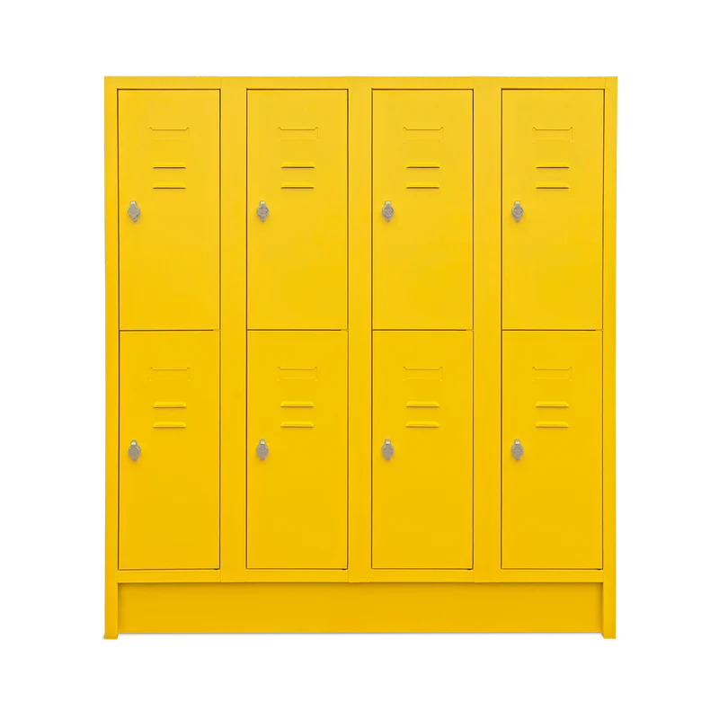 Schul-Fächerspinde (4-Abteile je 2-Fächer) 1600 mm höhe – Bunte Farben
