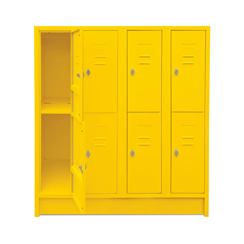 Schul-Fächerspinde (4-Abteile je 2-Fächer) 1600 mm höhe – Bunte Farben