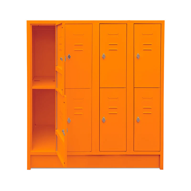 Schul-Fächerspinde (4-Abteile je 2-Fächer) 1600 mm höhe – Bunte Farben