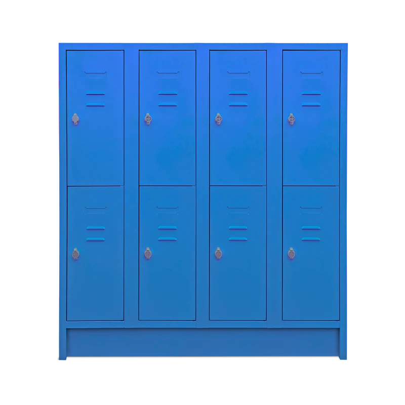 Schul-Fächerspinde (4-Abteile je 2-Fächer) 1600 mm höhe – Bunte Farben