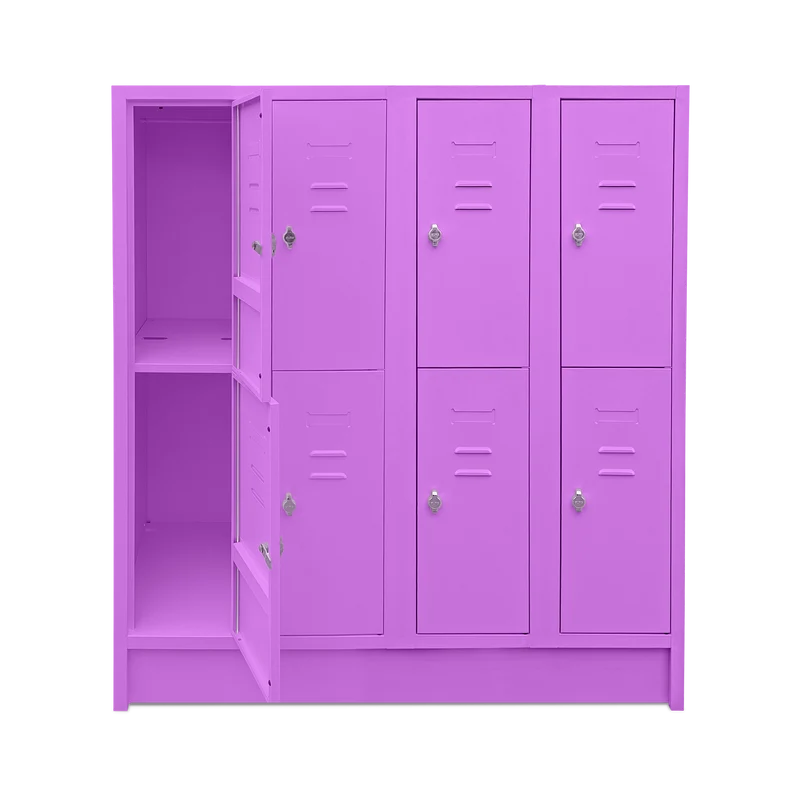 Schul-Fächerspinde (4-Abteile je 2-Fächer) 1600 mm höhe – Bunte Farben