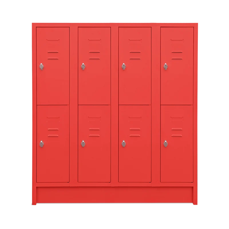 Schul-Fächerspinde (4-Abteile je 2-Fächer) 1600 mm höhe – Bunte Farben